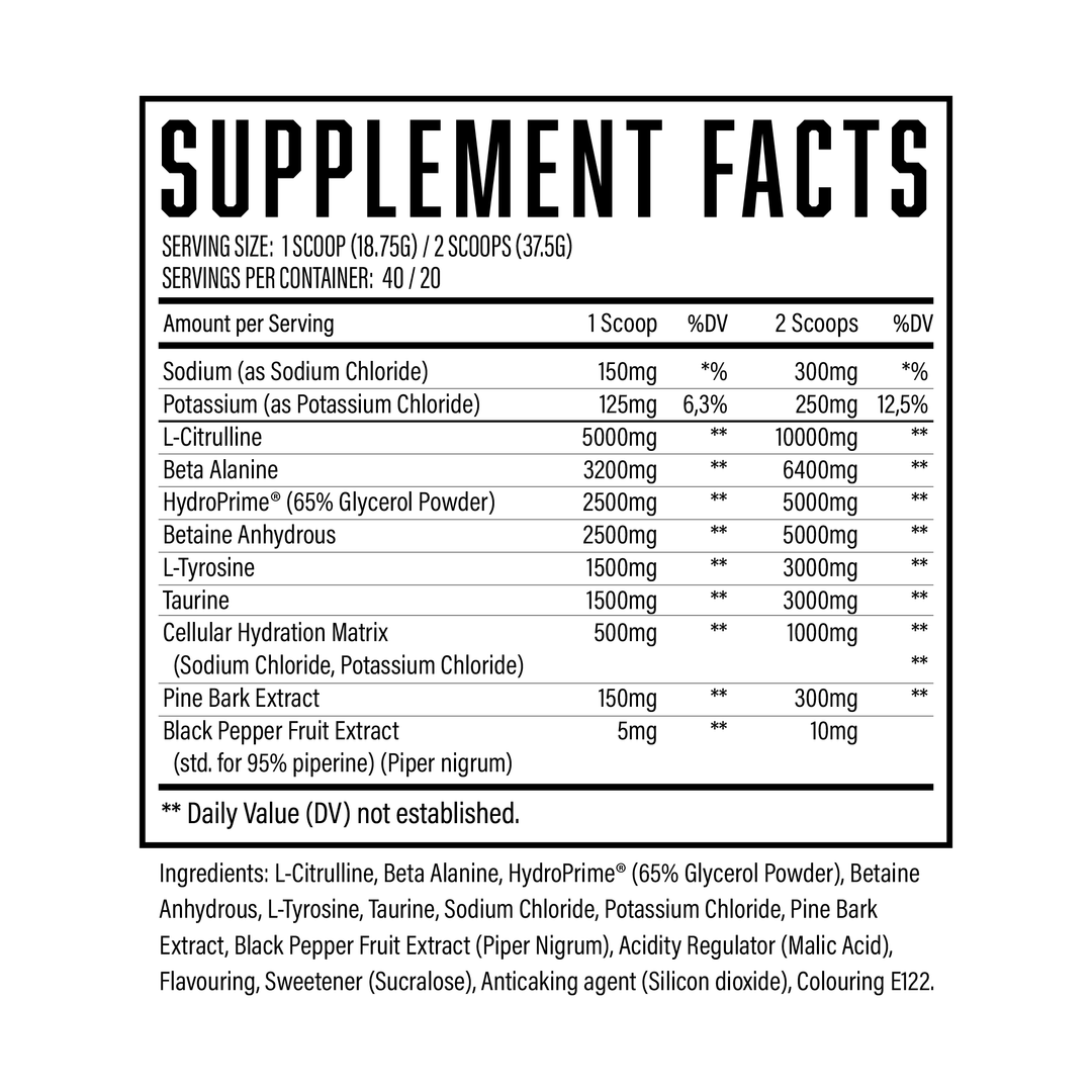 Pump Serum - Pre Workout Zonder Cafeïne (40 Porties)